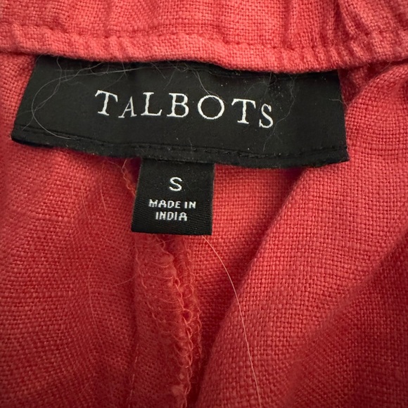 Talbots Shorts Women Small Pink High Rise Chino Drawstring Linen Pockets - Picture 5 of 9